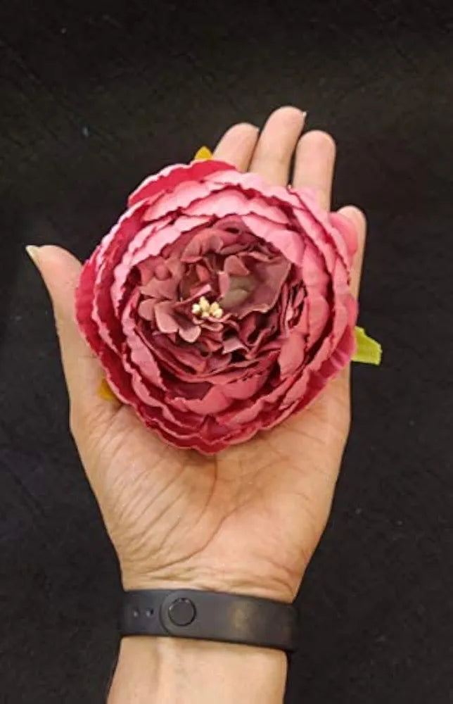 SATYAM KRAFT 6 Pcs Artificial Fabric Rose Flower Heads | Handmade Peony Style Flowers for DIY Crafting, Gift Packing, Bouquet Making, Wedding, Home, Diwali & Event Decoration